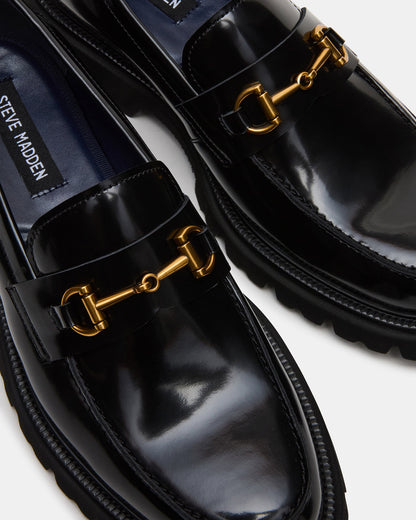 NAXOS Black Leather Slip-On Dress Men's Loafer