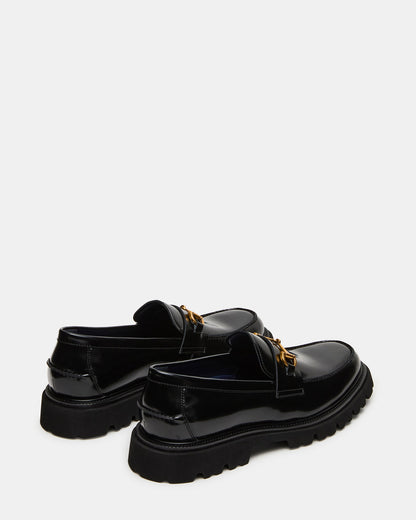 NAXOS Black Leather Slip-On Dress Men's Loafer