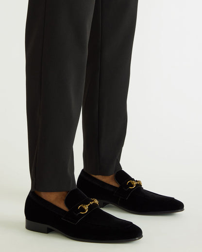 JAKIRO Black Velvet Slip-On Dress Men's Loafer