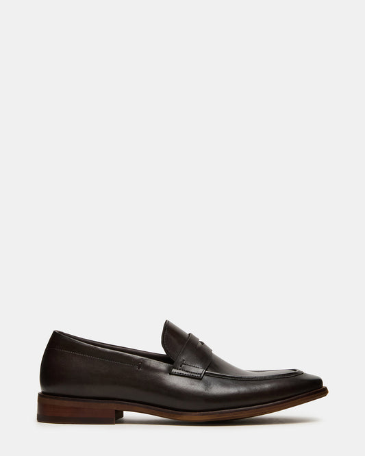 LIGHTNING Brown Leather Round-Toe Slip-On Men's Loafer