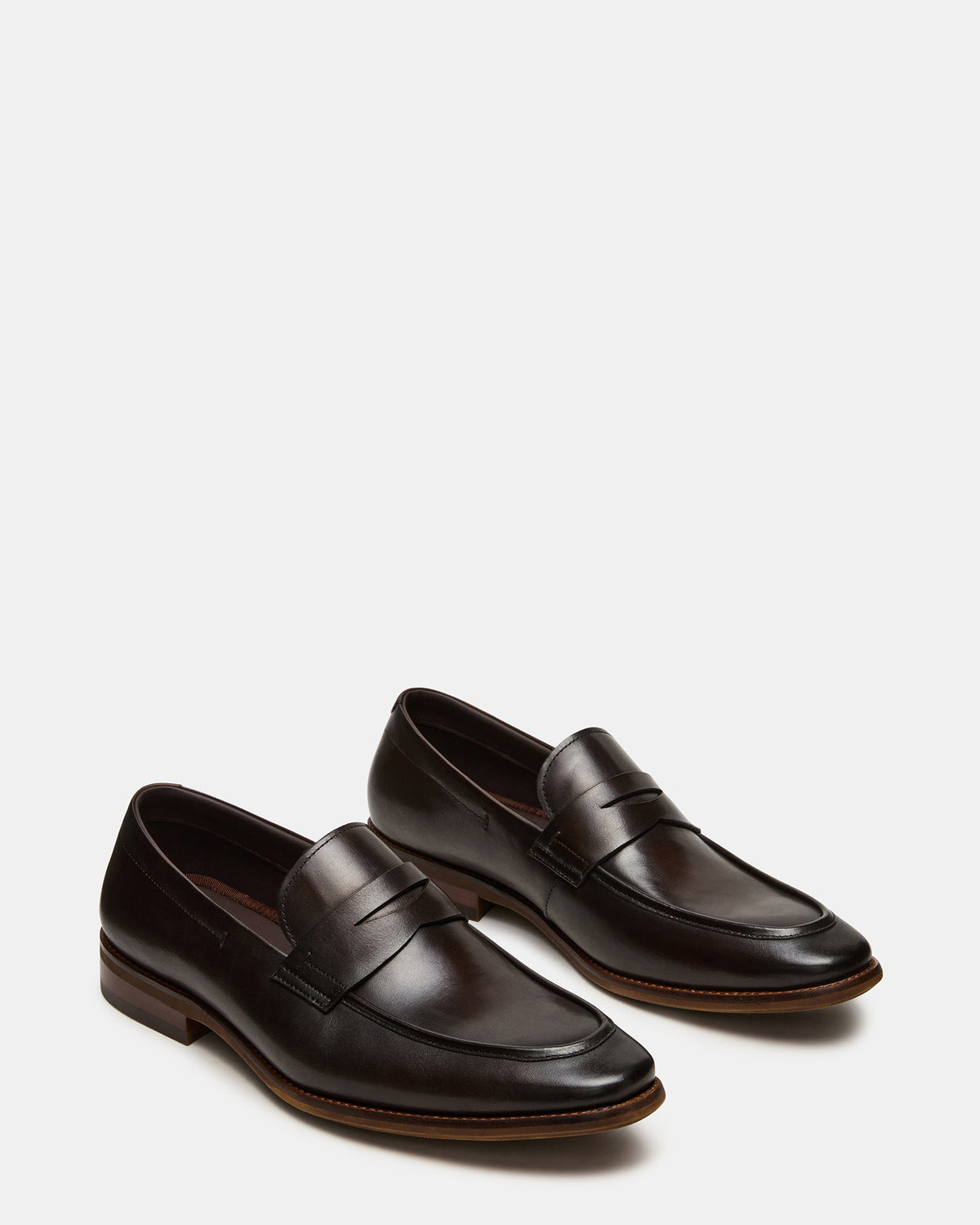 LIGHTNING Brown Leather Round-Toe Slip-On Men's Loafer