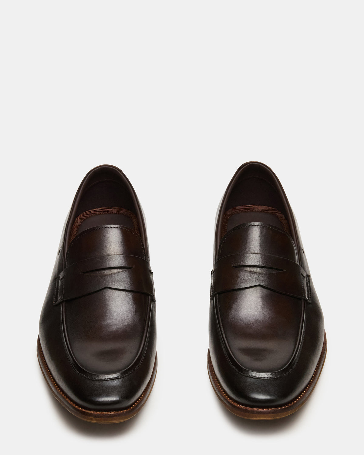 LIGHTNING Brown Leather Round-Toe Slip-On Men's Loafer