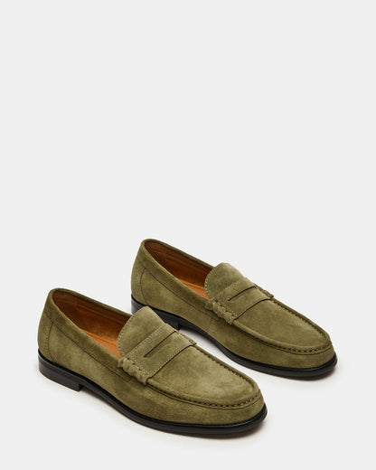 HUCKLE Green Suede Slip-On Men's Loafer