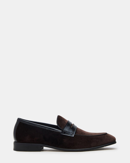 YARDLY Brown Velvet Slip-On Men's Dress Loafer