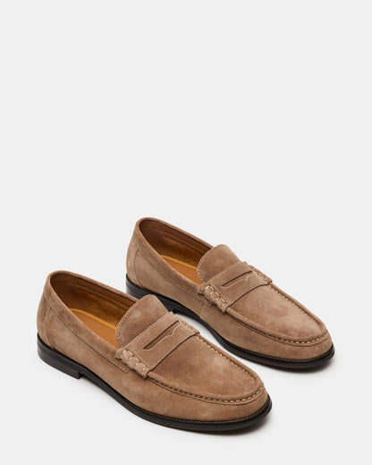 HUCKLE Taupe Suede Slip-On Men's Loafer