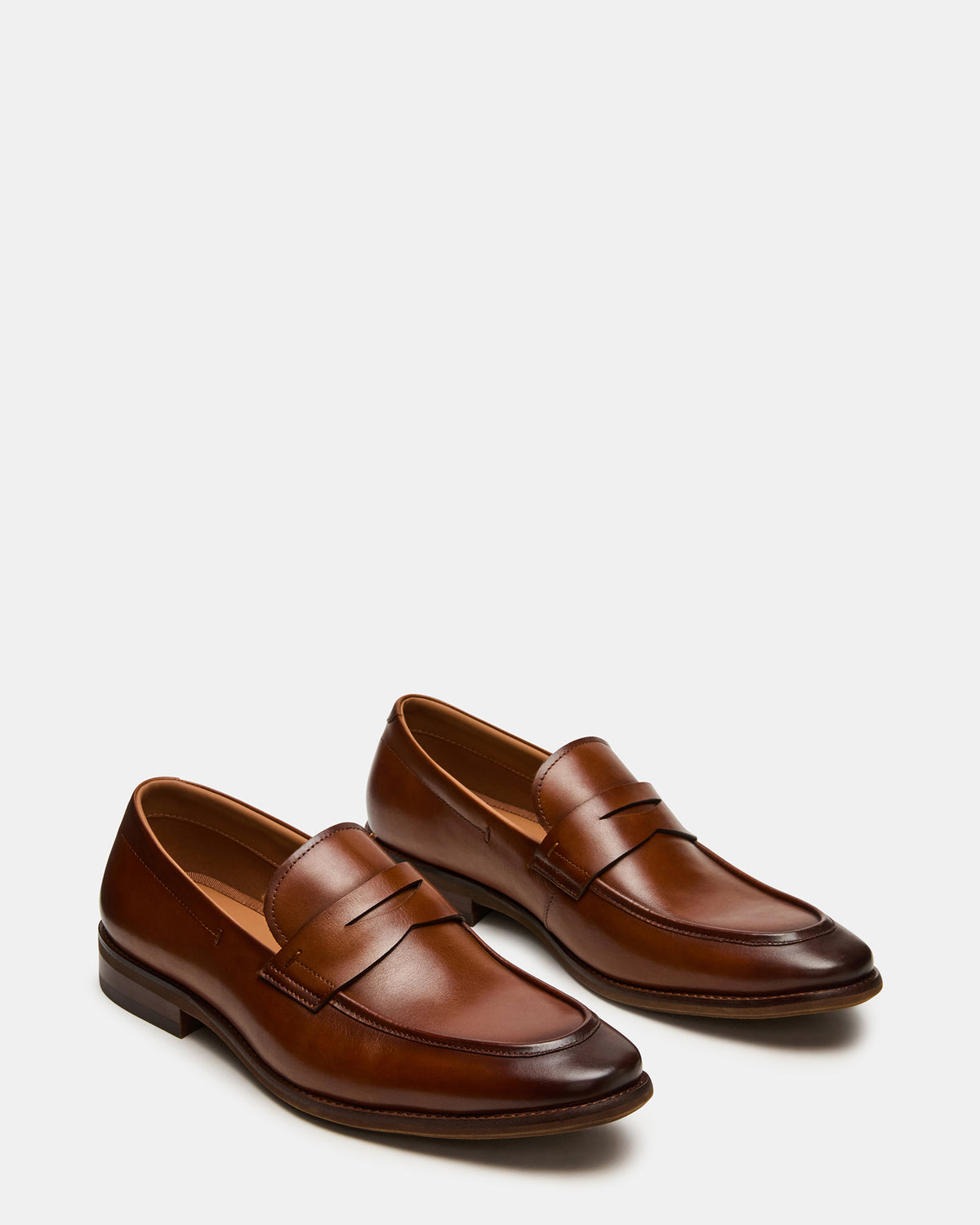 LIGHTNING Tan Leather Round-Toe Slip-On Men's Loafer