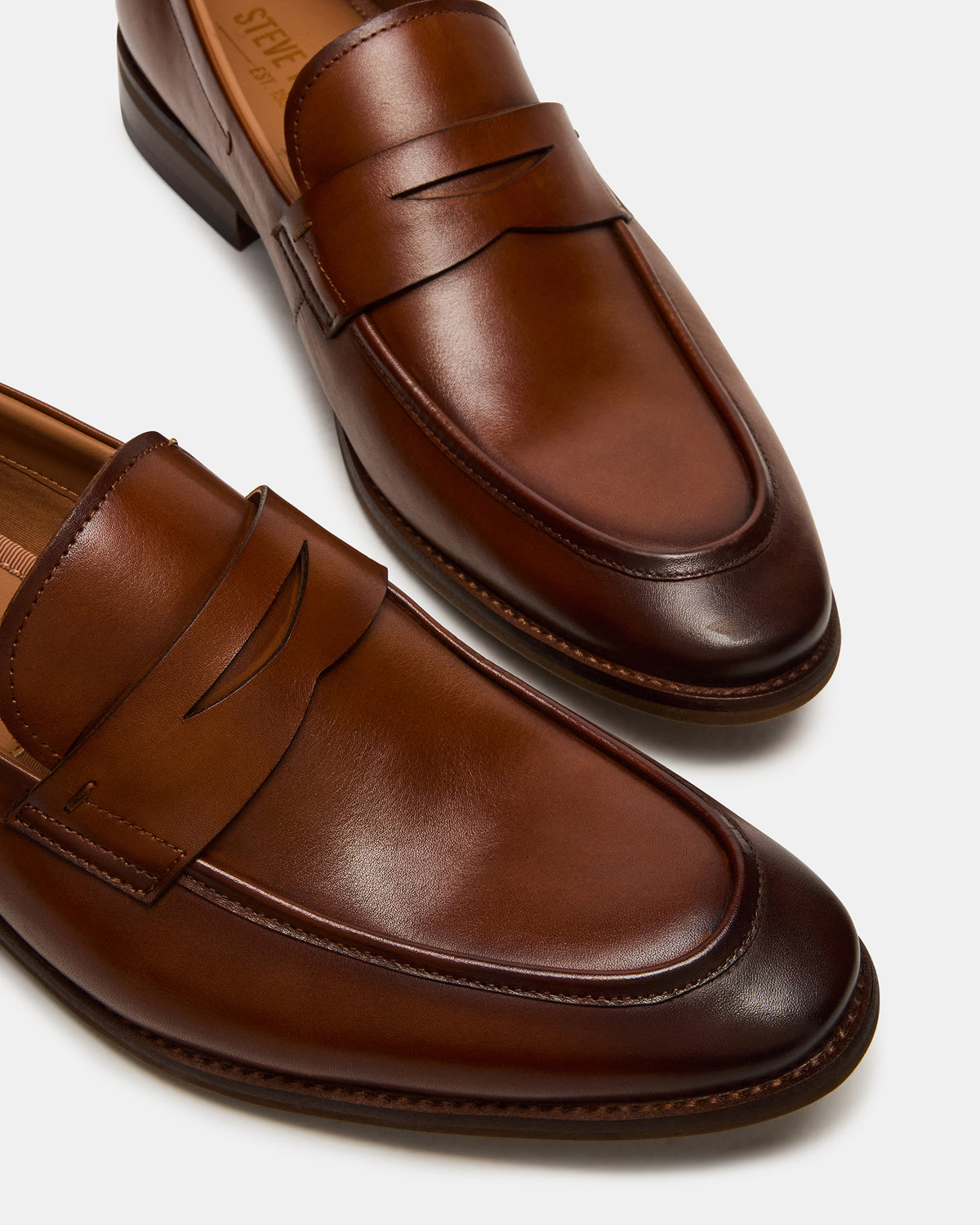 LIGHTNING Tan Leather Round-Toe Slip-On Men's Loafer