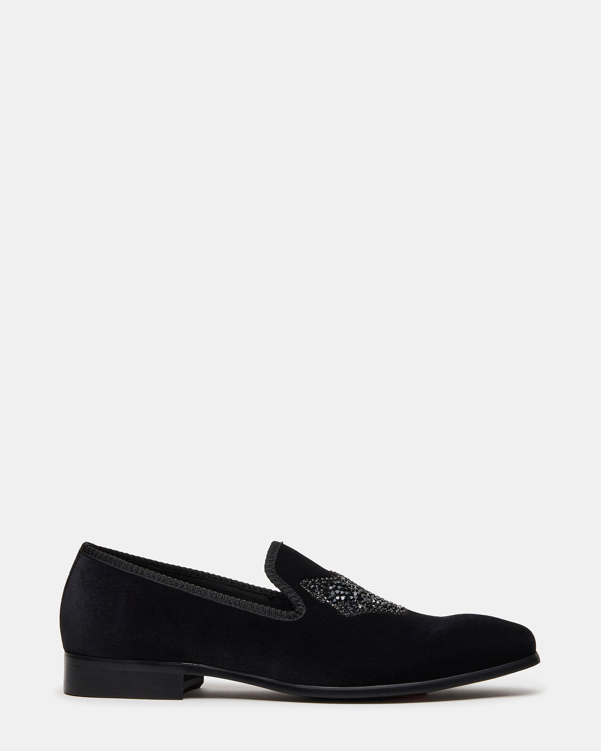 FINN Black Velvet Rhinestone Fox Head Design Slip-On Men's Loafer