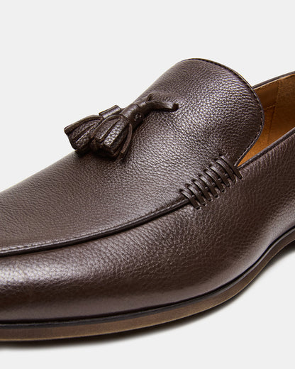 ONDRE Brown Leather Tassel Slip-On Men's Loafer