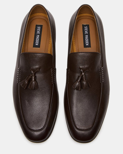 ONDRE Brown Leather Tassel Slip-On Men's Loafer