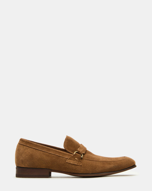 HEROLF Tobacco Suede Square-Toe Slip-On Men's Loafer