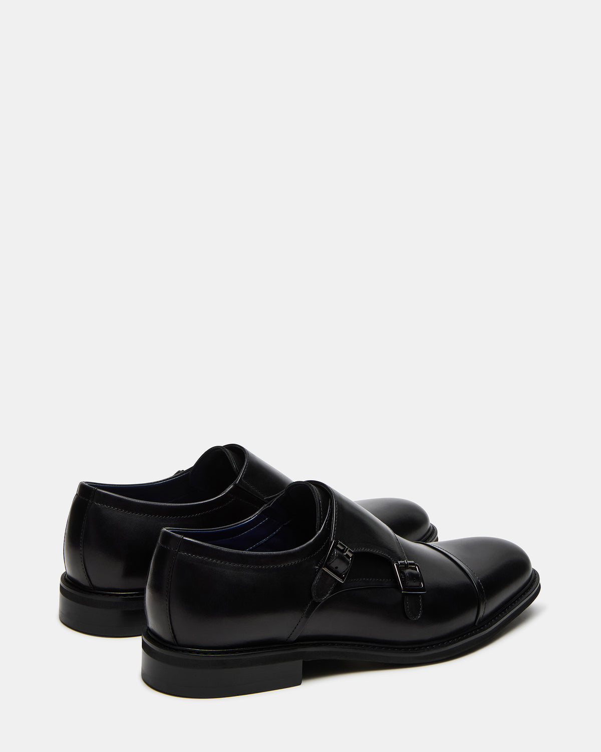 HARAN Black Leather Men's Buckle Strap Dress Shoe