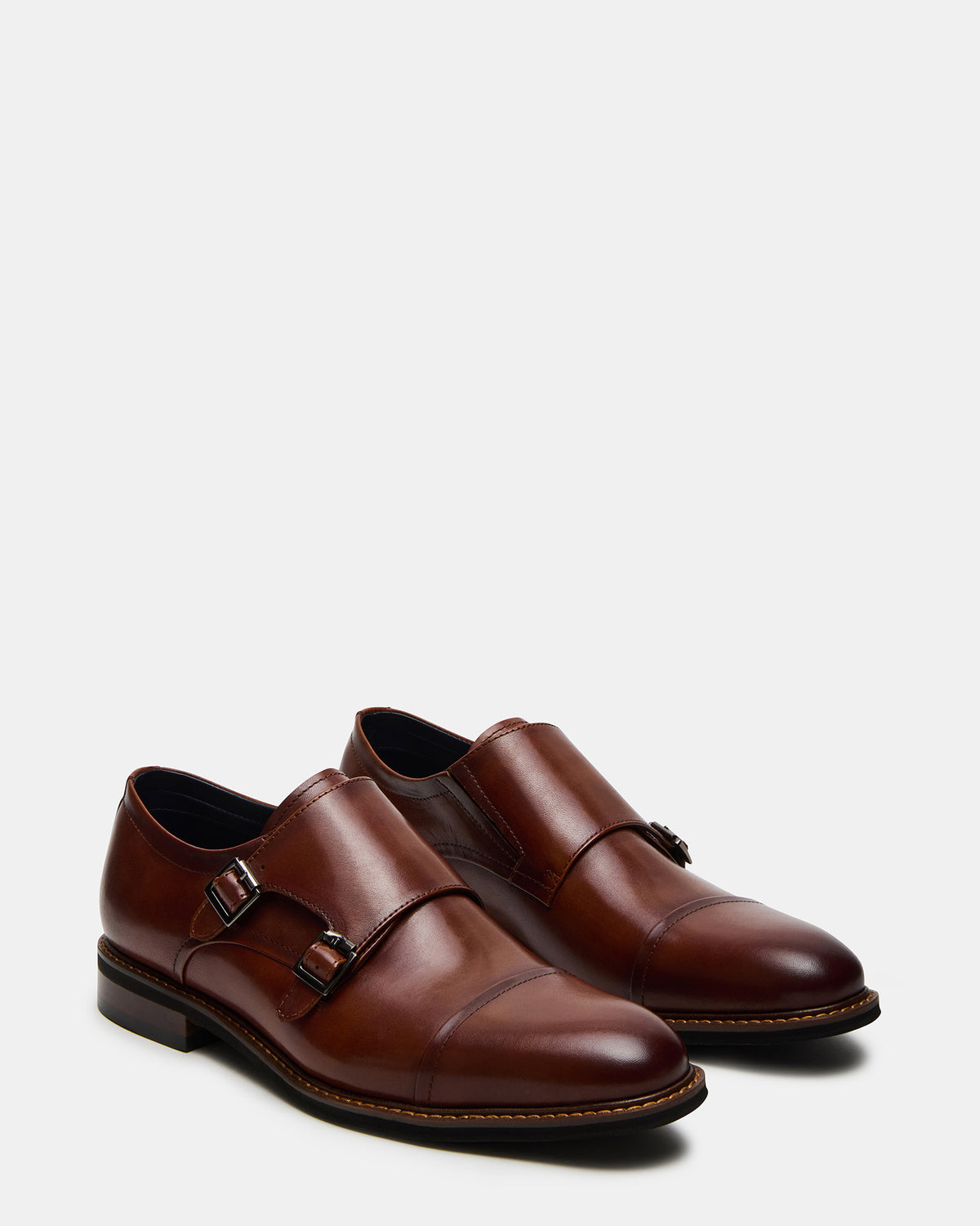 HARAN Tan Leather Men's Buckle Strap Dress Shoe