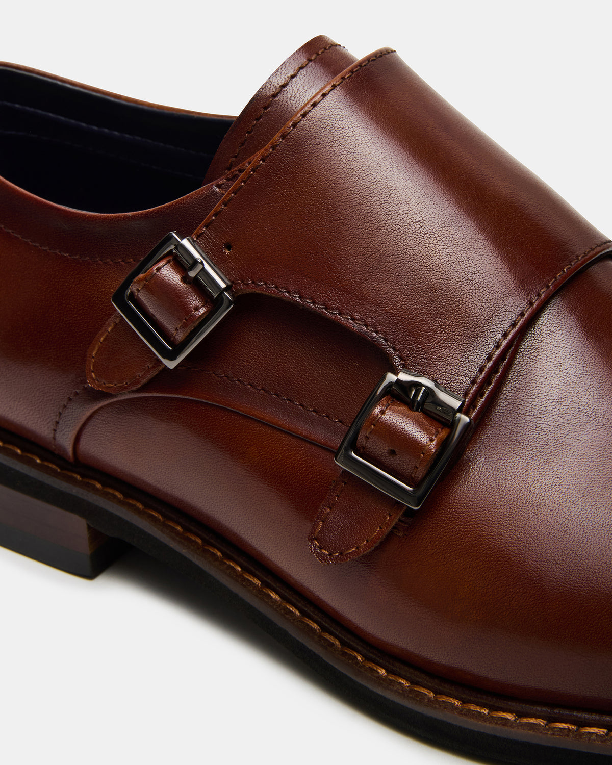 HARAN Tan Leather Men's Buckle Strap Dress Shoe