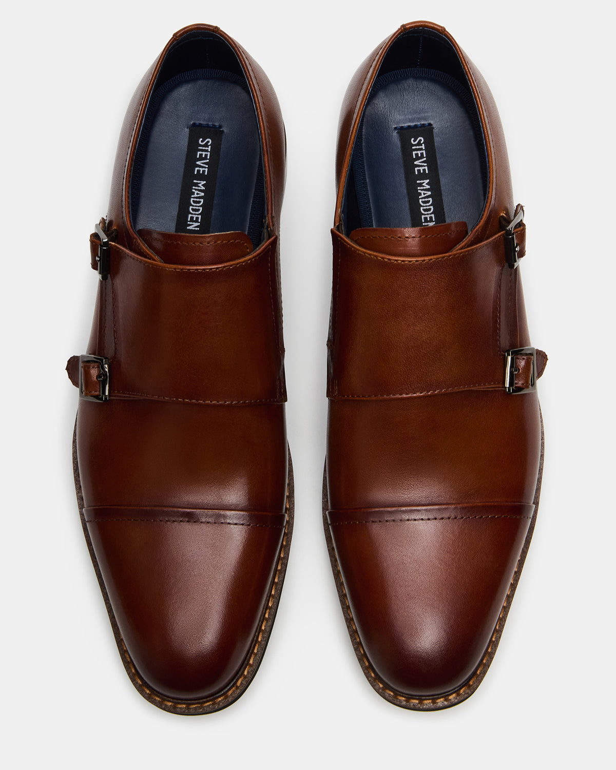 HARAN Tan Leather Men's Buckle Strap Dress Shoe