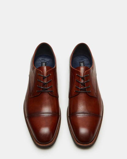 HASEN Tan Leather Men's Lace-Up Dress Shoe