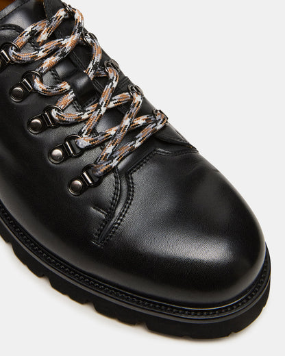 TURBO Black Leather Lace-Up Dress Shoe