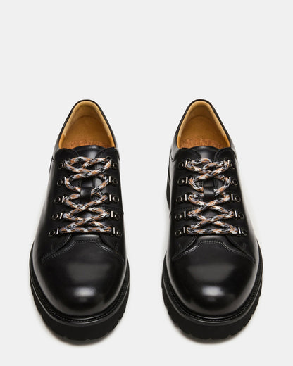 TURBO Black Leather Lace-Up Dress Shoe