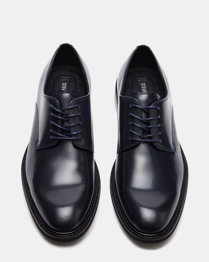 HADAR Navy Box Leather Lace-Up Oxford Dress Shoe | Men's Dress Shoes