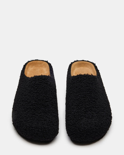 WENDELIN Black Faux Shearling Footbed Slip-On Men's Casual Clog
