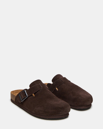 WILDERR Chocolate Brown Suede Slip-On Men's Casual Clog