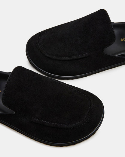 LUCIO Black Suede Slip-On Men's Casual Clog