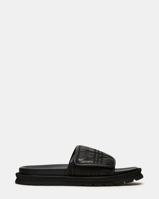 REESE Black Slide Footbed Rounded-Toe Men's Sandal
