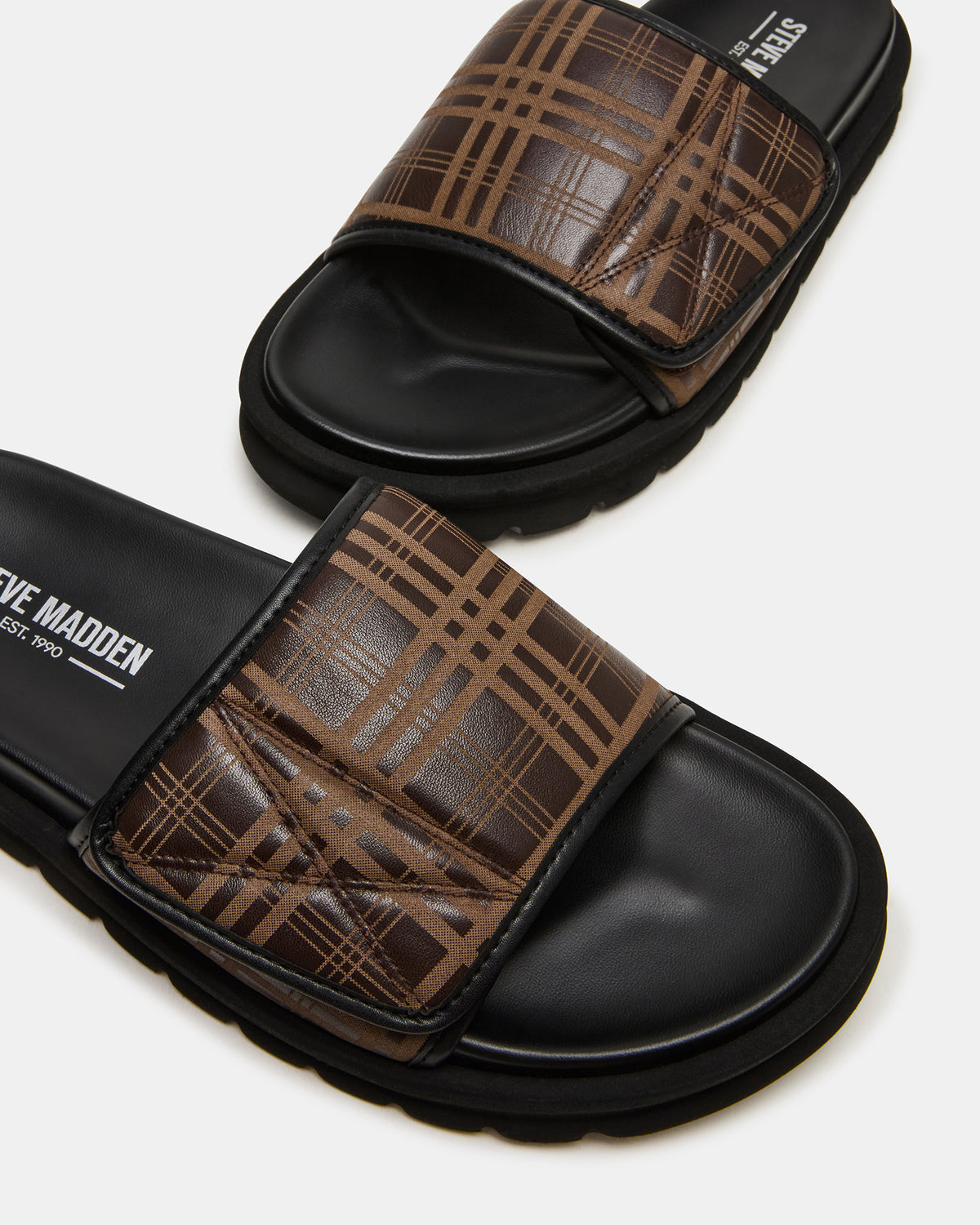 REESE Brown Slide Footbed Rounded-Toe Men's Sandal