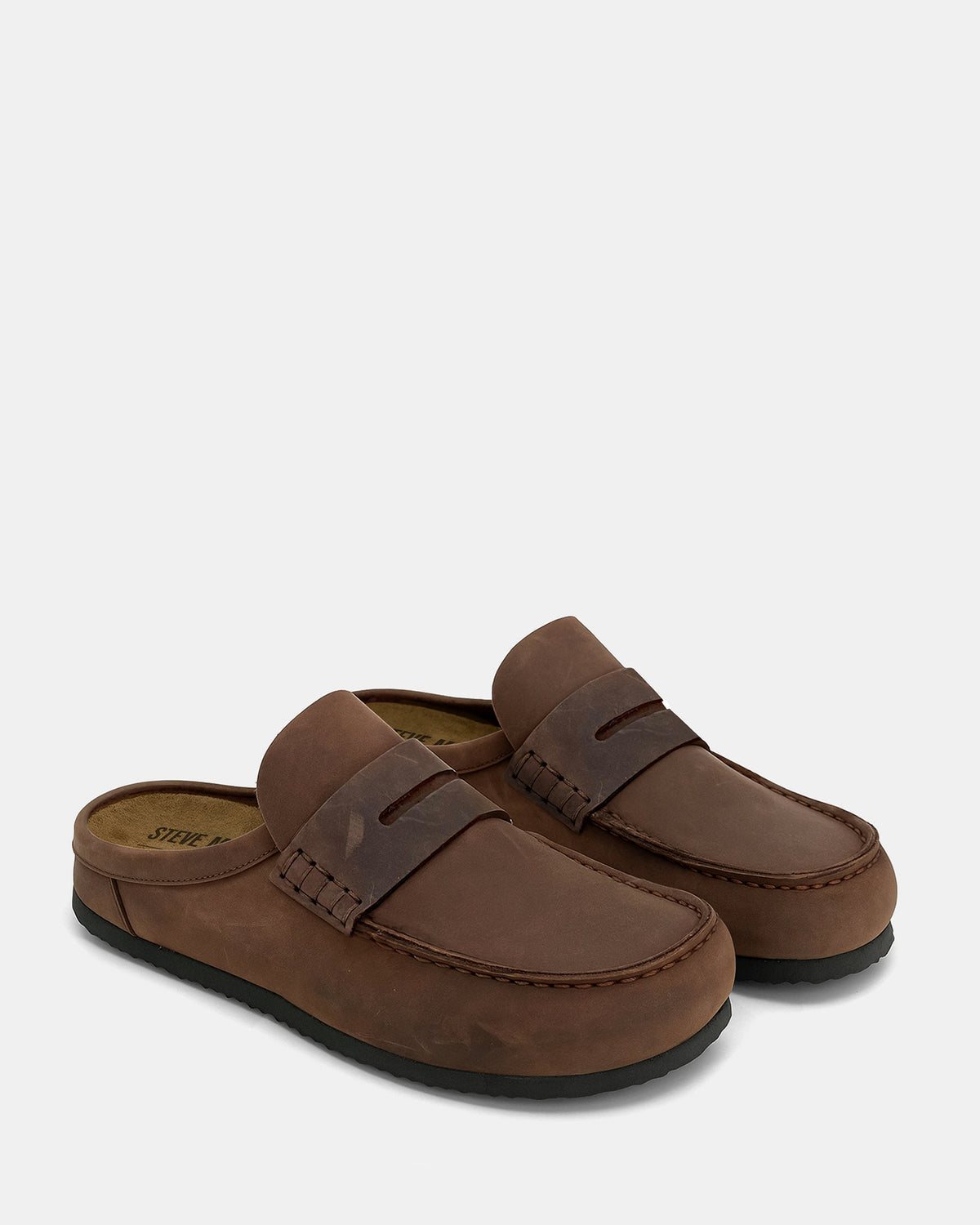 WYATT Brown Leather Slip-On Clog Men's Casual