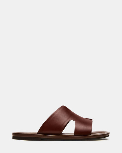 SPLASH Tan Leather Men's Flat Slip-On Sandal
