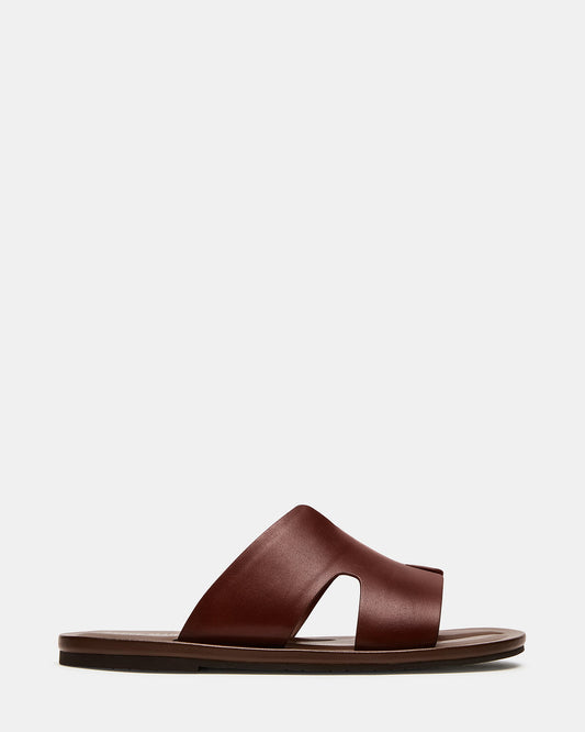 SPLASH Tan Leather Men's Flat Slip-On Sandal
