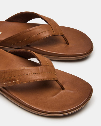 EMMETT Tan Leather Men's Thong Sandal