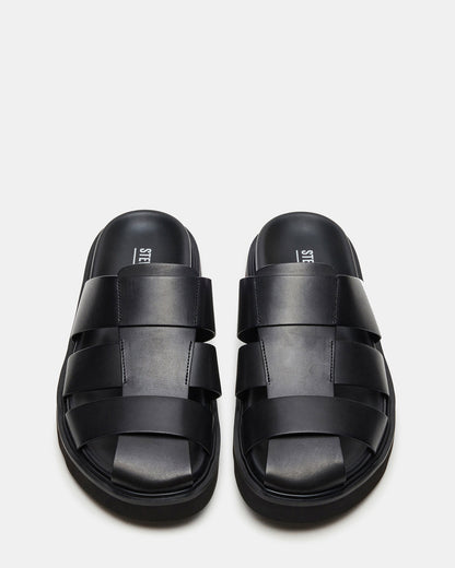 BLAZET Black Leather Footbed Fisherman Men's Sandal