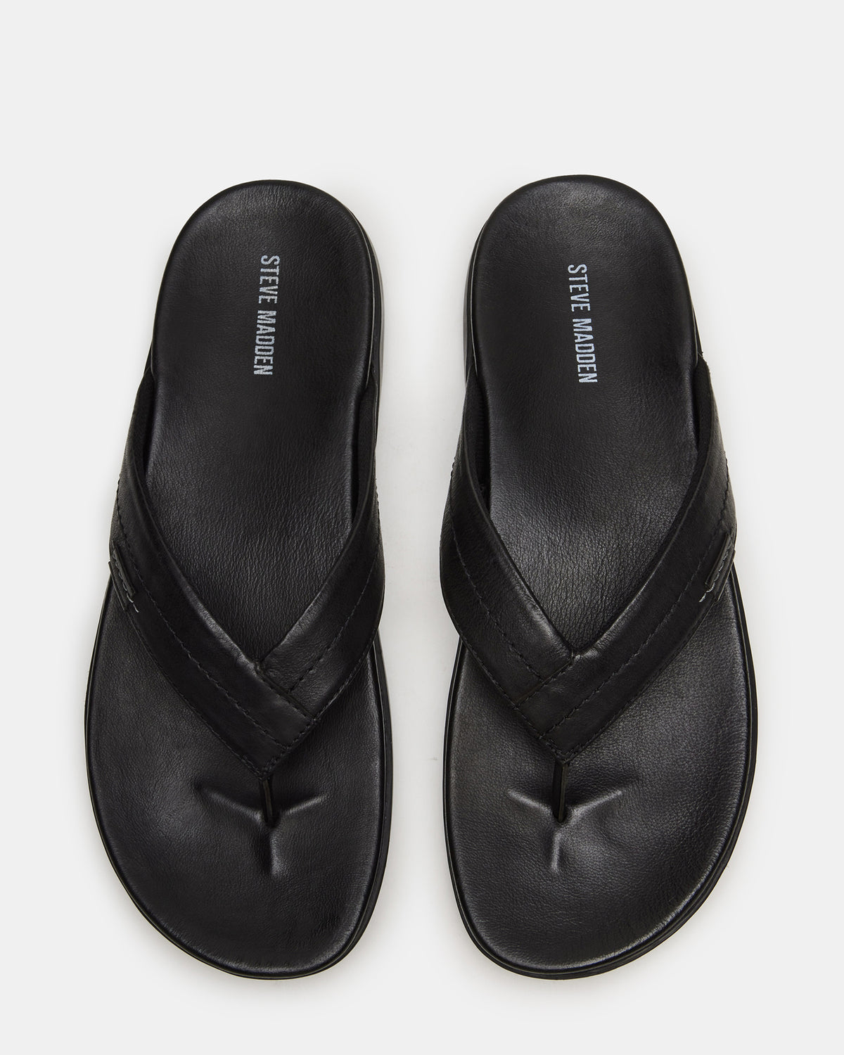 EMMETT Black Leather Men's Thong Sandal