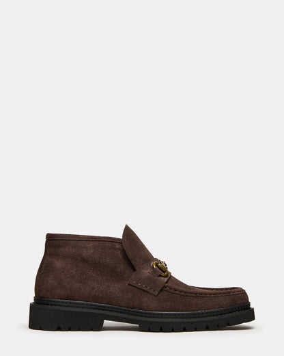 DEPUTY Chocolate Brown Suede Horsebit Moc Toe Men's Casual Ankle Boot