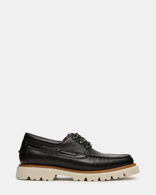 VICTOR Black Leather Slip-On Men's Casual Boat Shoe