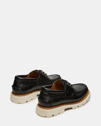 VICTOR Black Leather Slip-On Men's Casual Boat Shoe