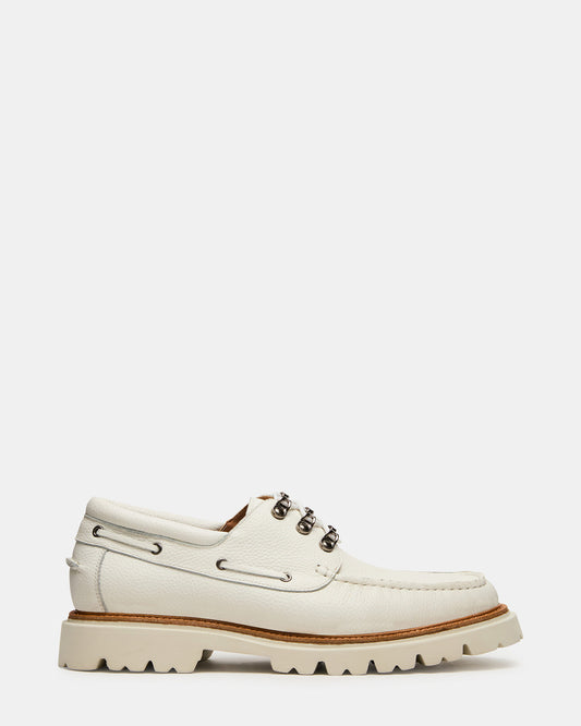VICTOR White Leather Slip-On Men's Casual Boat Shoe