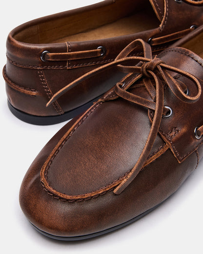 SCOUTT Brown Leather Slip-On Boat Men's Casual Shoe