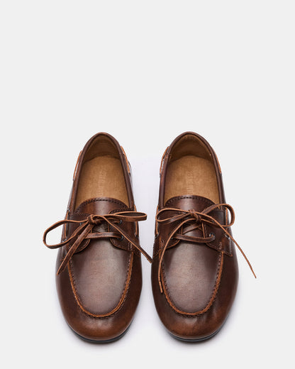 SCOUTT Brown Leather Slip-On Boat Men's Casual Shoe