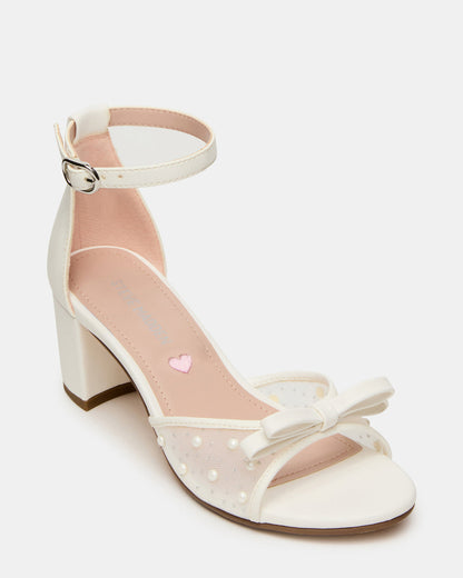 Kids' ADIA White Mesh Block Heel Girls' Heel