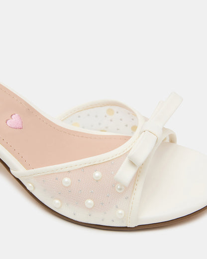 Kids' ADIA White Mesh Block Heel Girls' Heel