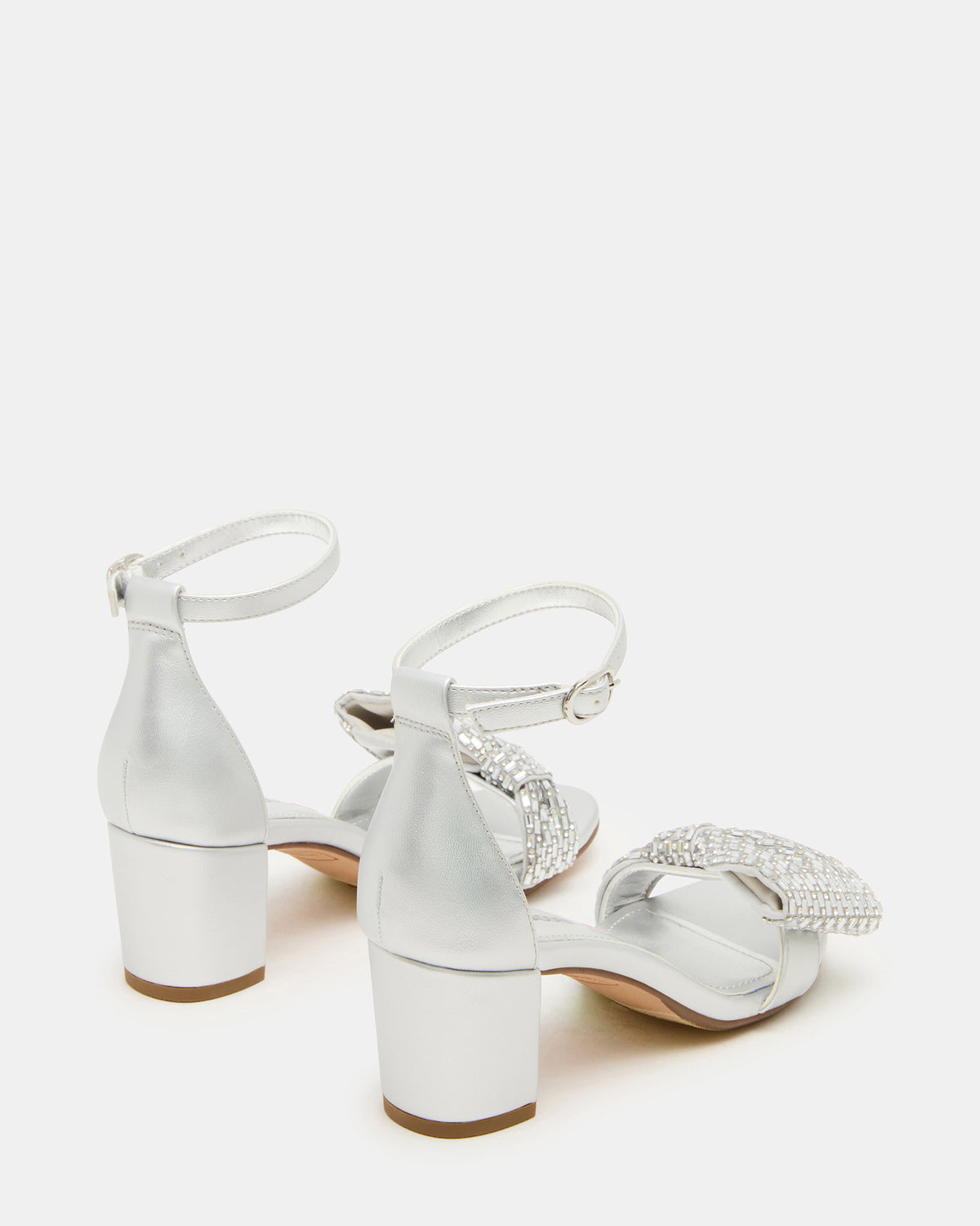 Kids' ABIGAL Silver Rhinestone Embellised Block Heel Girls' Heel