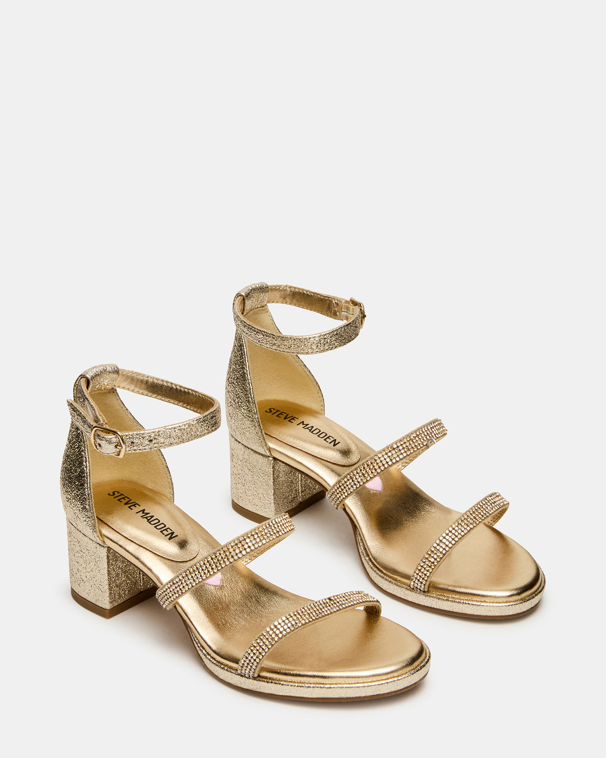 Kids' SIZZLE Gold Girls' Strappy Block Heel