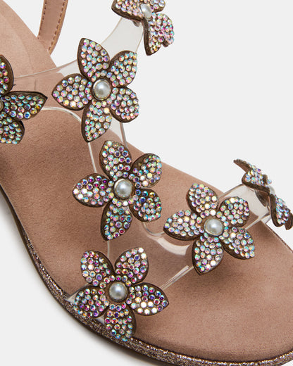 Kids' SAVVY Blush Girls' Strappy Rhinestone Block Heel