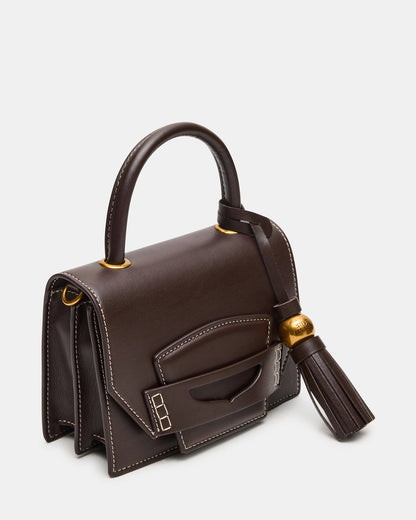 PREPPY Bag Brown Structured Top-Handle Penny Loafer Crossbody Handbag