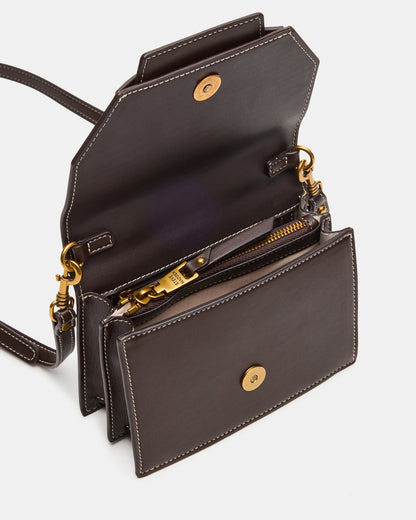 PREPPY Bag Brown Structured Top-Handle Penny Loafer Crossbody Handbag
