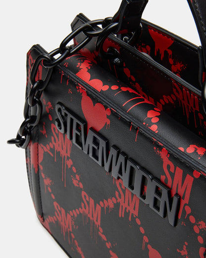 EVELYN Bag Drippy Hearts Black/Red Top Handle Crossbody Bag