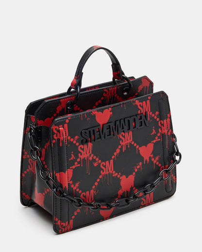 EVELYN Bag Drippy Hearts Black/Red Top Handle Crossbody Bag