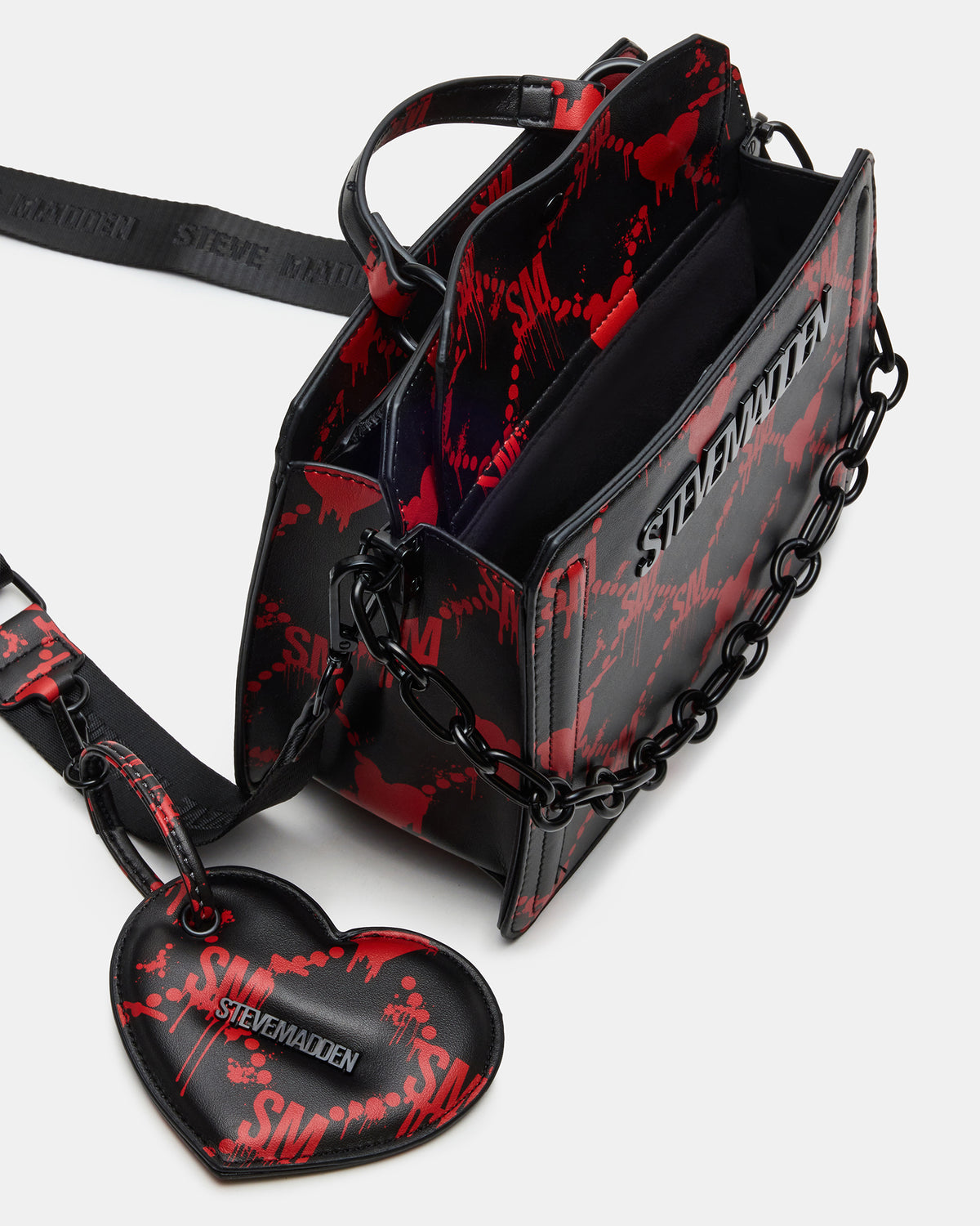 EVELYN Bag Drippy Hearts Black/Red Top Handle Crossbody Bag